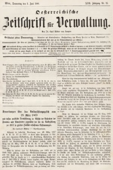 Oesterreichische Zeitschrift für Verwaltung. Jg. 13, 1880, nr 23