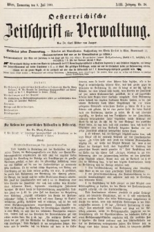 Oesterreichische Zeitschrift für Verwaltung. Jg. 13, 1880, nr 28