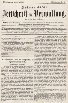 Oesterreichische Zeitschrift für Verwaltung. Jg. 13, 1880, nr 29