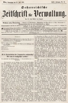 Oesterreichische Zeitschrift für Verwaltung. Jg. 13, 1880, nr 31