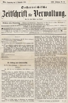 Oesterreichische Zeitschrift für Verwaltung. Jg. 13, 1880, nr 36