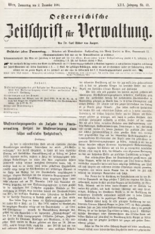 Oesterreichische Zeitschrift für Verwaltung. Jg. 13, 1880, nr 49