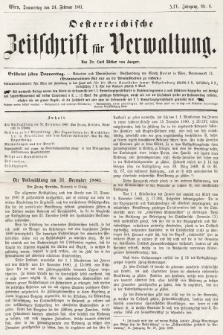 Oesterreichische Zeitschrift für Verwaltung. Jg. 14, 1881, nr 8