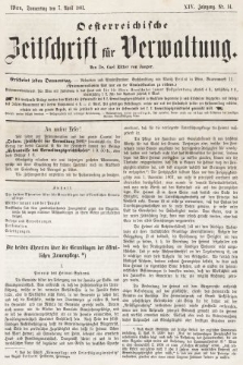 Oesterreichische Zeitschrift für Verwaltung. Jg. 14, 1881, nr 14