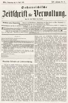 Oesterreichische Zeitschrift für Verwaltung. Jg. 14, 1881, nr 15