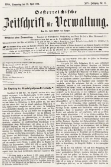 Oesterreichische Zeitschrift für Verwaltung. Jg. 14, 1881, nr 17