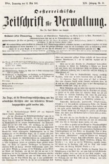 Oesterreichische Zeitschrift für Verwaltung. Jg. 14, 1881, nr 19