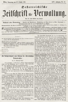 Oesterreichische Zeitschrift für Verwaltung. Jg. 14, 1881, nr 43