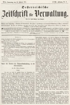 Oesterreichische Zeitschrift für Verwaltung. Jg. 18, 1885, nr 9