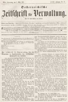 Oesterreichische Zeitschrift für Verwaltung. Jg. 18, 1885, nr 10