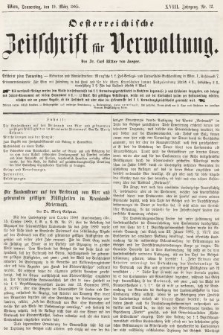 Oesterreichische Zeitschrift für Verwaltung. Jg. 18, 1885, nr 12