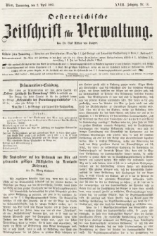 Oesterreichische Zeitschrift für Verwaltung. Jg. 18, 1885, nr 14