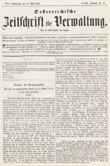 Oesterreichische Zeitschrift für Verwaltung. Jg. 18, 1885, nr 18