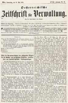 Oesterreichische Zeitschrift für Verwaltung. Jg. 18, 1885, nr 20