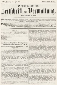 Oesterreichische Zeitschrift für Verwaltung. Jg. 18, 1885, nr 28