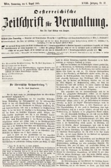 Oesterreichische Zeitschrift für Verwaltung. Jg. 18, 1885, nr 32