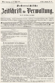 Oesterreichische Zeitschrift für Verwaltung. Jg. 18, 1885, nr 35