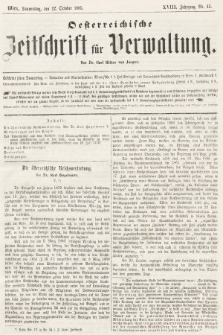Oesterreichische Zeitschrift für Verwaltung. Jg. 18, 1885, nr 43