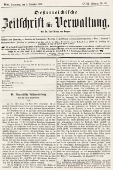 Oesterreichische Zeitschrift für Verwaltung. Jg. 18, 1885, nr 49