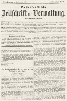 Oesterreichische Zeitschrift für Verwaltung. Jg. 18, 1885, nr 52