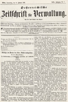 Oesterreichische Zeitschrift für Verwaltung. Jg. 19, 1886, nr 7