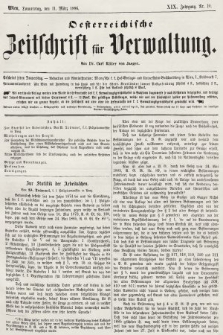 Oesterreichische Zeitschrift für Verwaltung. Jg. 19, 1886, nr 10