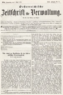 Oesterreichische Zeitschrift für Verwaltung. Jg. 19, 1886, nr 14