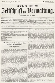 Oesterreichische Zeitschrift für Verwaltung. Jg. 19, 1886, nr 16