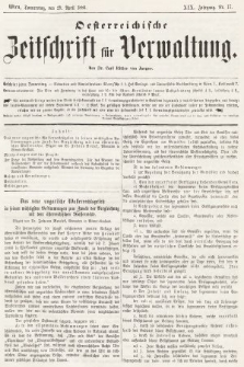 Oesterreichische Zeitschrift für Verwaltung. Jg. 19, 1886, nr 17