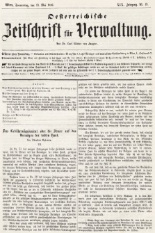 Oesterreichische Zeitschrift für Verwaltung. Jg. 19, 1886, nr 19