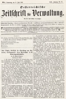 Oesterreichische Zeitschrift für Verwaltung. Jg. 19, 1886, nr 23