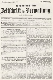 Oesterreichische Zeitschrift für Verwaltung. Jg. 19, 1886, nr 26