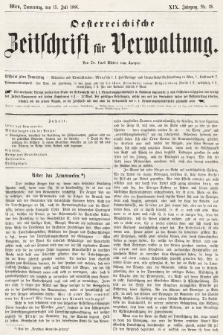 Oesterreichische Zeitschrift für Verwaltung. Jg. 19, 1886, nr 28