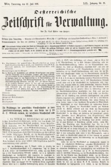 Oesterreichische Zeitschrift für Verwaltung. Jg. 19, 1886, nr 29
