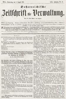 Oesterreichische Zeitschrift für Verwaltung. Jg. 19, 1886, nr 31