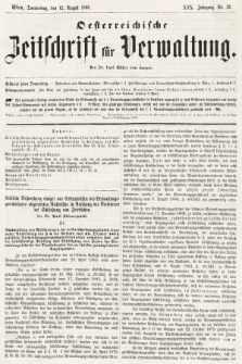 Oesterreichische Zeitschrift für Verwaltung. Jg. 19, 1886, nr 32