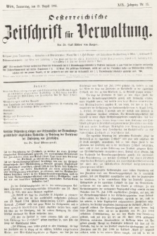 Oesterreichische Zeitschrift für Verwaltung. Jg. 19, 1886, nr 33