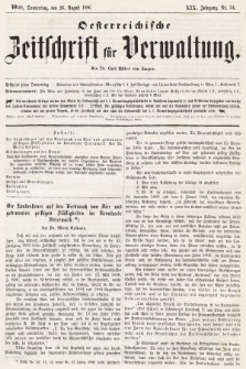 Oesterreichische Zeitschrift für Verwaltung. Jg. 19, 1886, nr 34