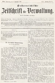 Oesterreichische Zeitschrift für Verwaltung. Jg. 19, 1886, nr 35