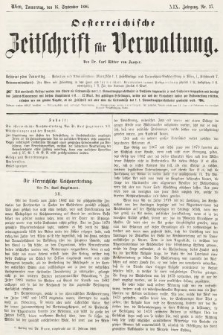 Oesterreichische Zeitschrift für Verwaltung. Jg. 19, 1886, nr 37
