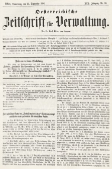 Oesterreichische Zeitschrift für Verwaltung. Jg. 19, 1886, nr 38