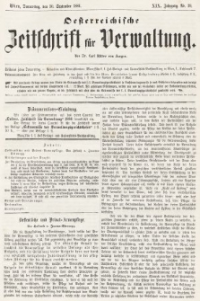 Oesterreichische Zeitschrift für Verwaltung. Jg. 19, 1886, nr 39