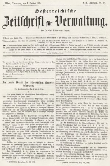 Oesterreichische Zeitschrift für Verwaltung. Jg. 19, 1886, nr 40