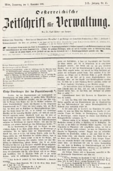 Oesterreichische Zeitschrift für Verwaltung. Jg. 19, 1886, nr 45