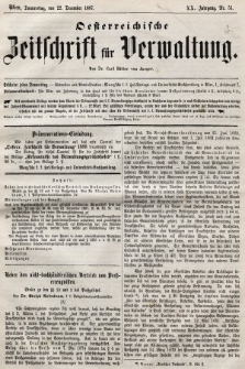 Oesterreichische Zeitschrift für Verwaltung. Jg. 20, 1887, nr 51