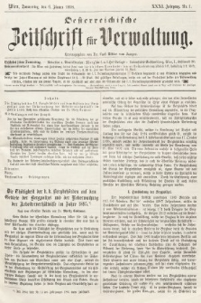 Oesterreichische Zeitschrift für Verwaltung. Jg. 31, 1898, nr 1