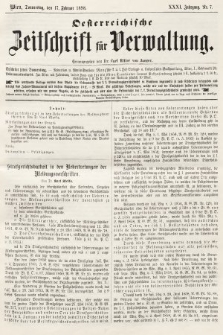 Oesterreichische Zeitschrift für Verwaltung. Jg. 31, 1898, nr 7