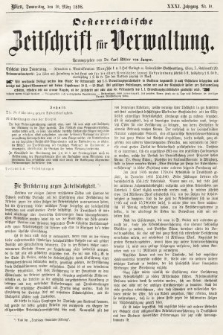 Oesterreichische Zeitschrift für Verwaltung. Jg. 31, 1898, nr 10