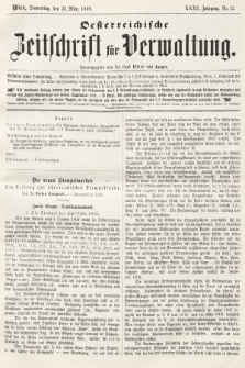 Oesterreichische Zeitschrift für Verwaltung. Jg. 31, 1898, nr 13