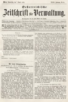 Oesterreichische Zeitschrift für Verwaltung. Jg. 31, 1898, nr 14